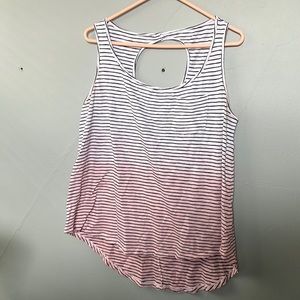 Torrid Size 0 Striped Dip Dye Pink Open Back Knit hi-lo Tank